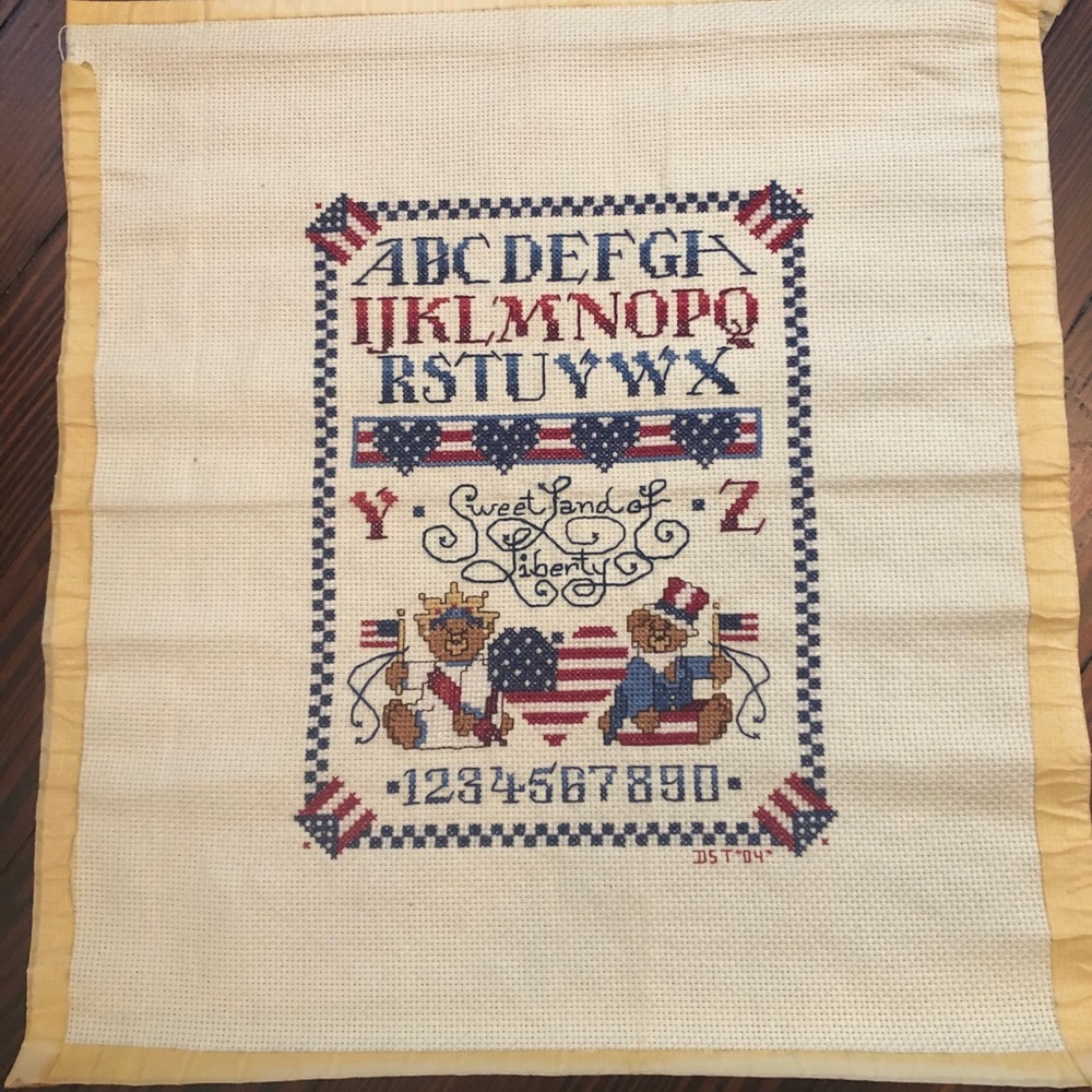 Cross stitch patriotic bears